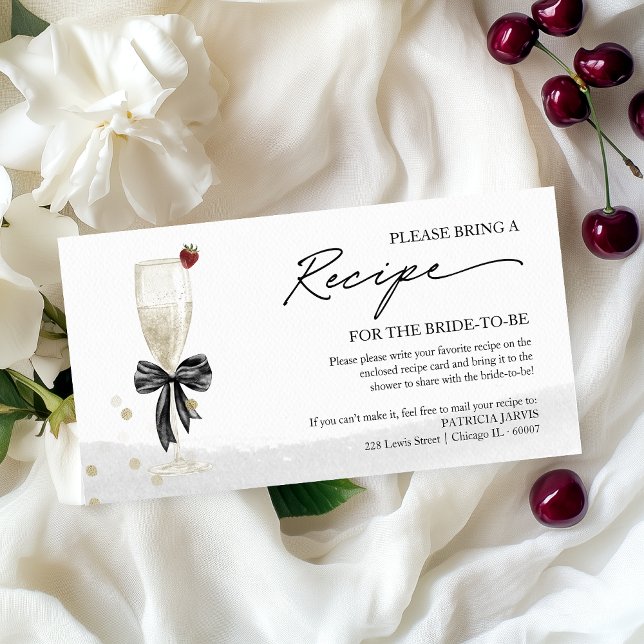 Champagne Bridal Shower Recipe Request Enclosure  (Creator Uploaded)