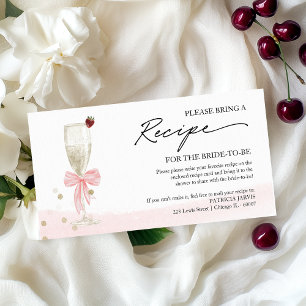 Champagne Bridal Shower Recipe Request Enclosure  Card