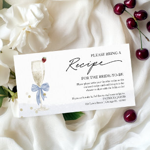 Champagne Bridal Shower Recipe Request Enclosure  Card
