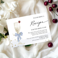Champagne Bridal Shower Recipe Request Enclosure 