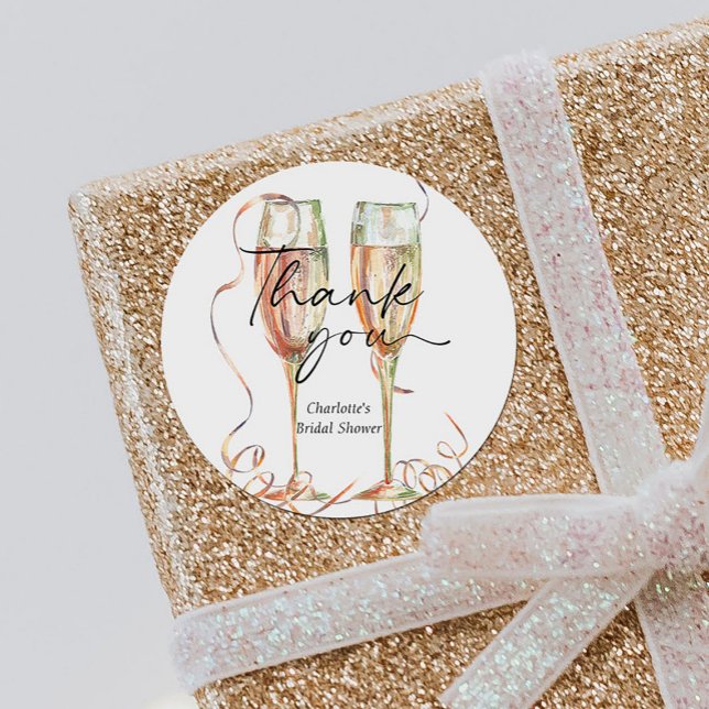 Champagne Bridal Shower Thank You Classic Round Sticker (Creator Uploaded)