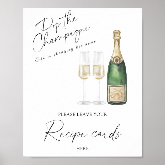 Champagne bridal shower - Your recipe card here Poster (Front)