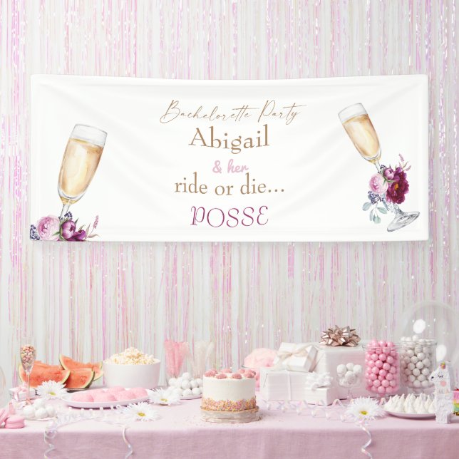 Champagne Bride Ride or Die Posse Bachelorette  Banner (Party)
