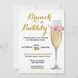 Champagne Brunch and Bubble Bridal Shower Invitation
