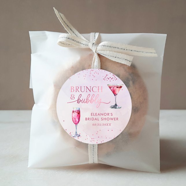 Champagne Brunch and Bubbly Bridal Shower Classic Round Sticker (Creator Uploaded)