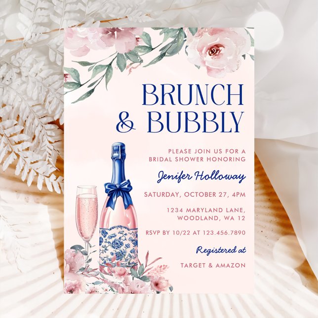 Champagne Brunch And Bubbly Bridal Shower Invitation (Creator Uploaded)