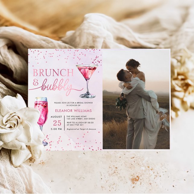 Champagne Brunch and Bubbly Bridal Shower Photo Invitation (Creator Uploaded)