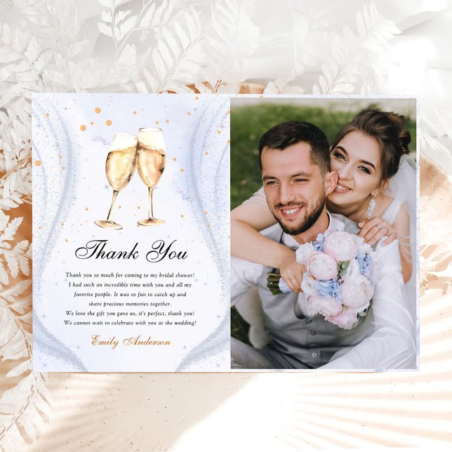 Champagne Brunch and Bubbly Bridal Shower Thank You Card (Creator Uploaded)