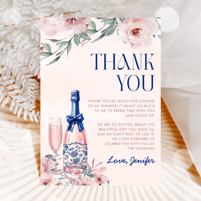 Champagne Brunch and Bubbly Bridal Shower Thank You Card (Creator Uploaded)