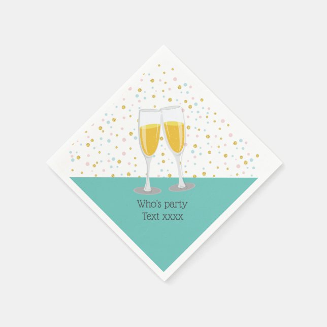 Champagne  Brunch and Bubbly cheers birthday Napkin (Corner)