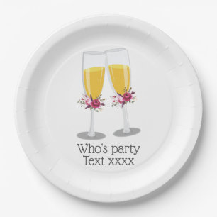 Champagne Brunch and Bubbly cheers birthday Paper Plate
