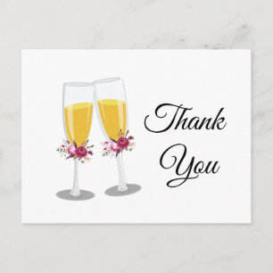 Champagne Brunch and Bubbly cheers thank you Invitation Postcard