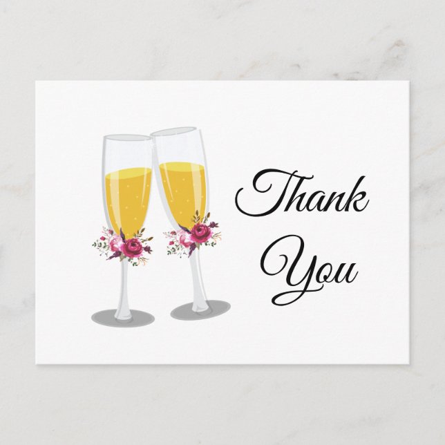 Champagne  Brunch and Bubbly cheers thank you Invitation Postcard (Front)