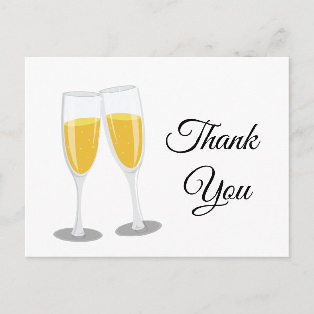 Champagne  Brunch and Bubbly cheers thank you Invitation Postcard (Front)