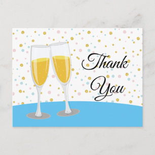 Champagne Brunch and Bubbly cheers thank you Invitation Postcard