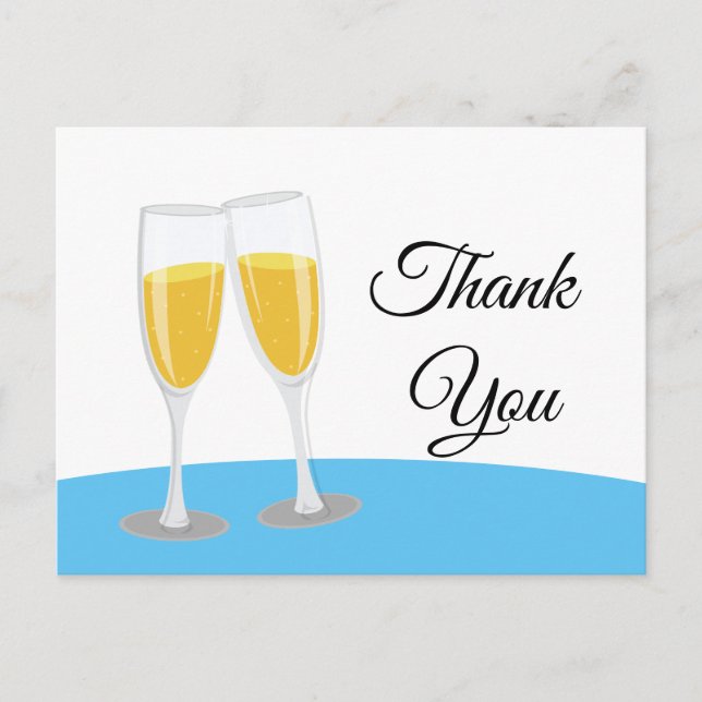 Champagne  Brunch and Bubbly cheers thank you Invitation Postcard (Front)