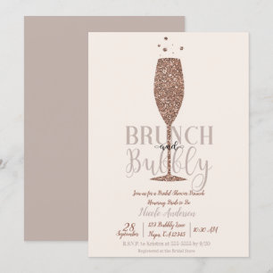 Champagne Brunch Bubbly Bridal Shower Brunch Invitation