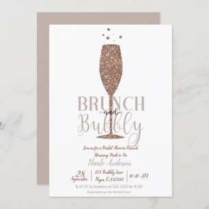 Champagne Brunch Bubbly Bridal Shower Brunch Invitation