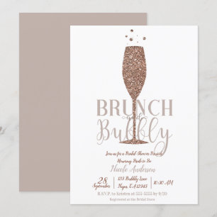 Champagne Brunch Bubbly Bridal Shower Brunch Invitation