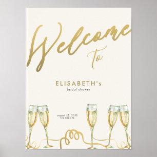 Champagne brunch bubbly bridal shower welcome sign