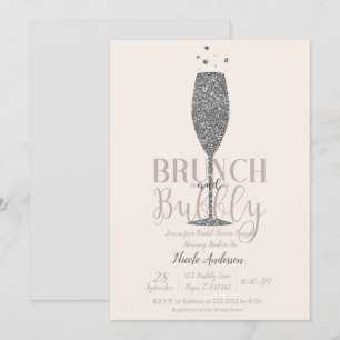 Champagne Brunch & Bubbly Silver Bridal Shower Invitation