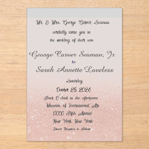 Champagne Bubbles Acrylic Wedding Invitation