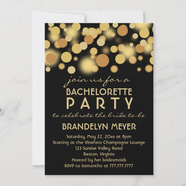 Champagne Bubbles Bachelorette Party Invitations (Front)