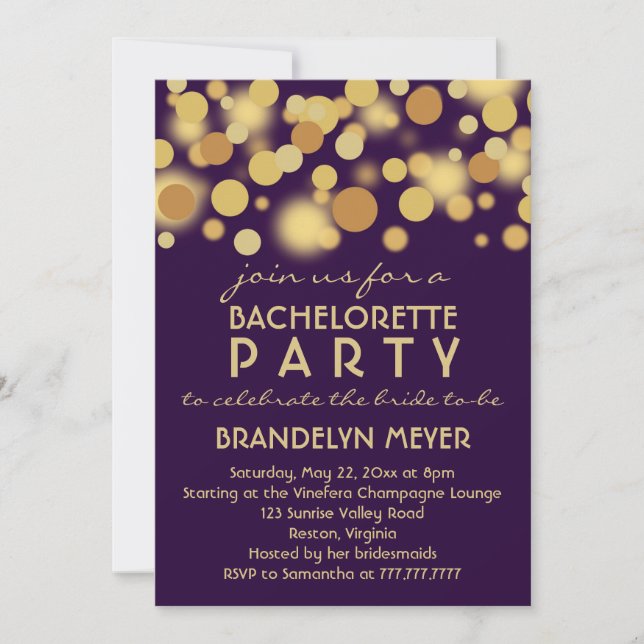 Champagne Bubbles Bachelorette Party Invitations (Front)