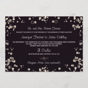 Champagne Bubbles - Black and Ivory Invitation