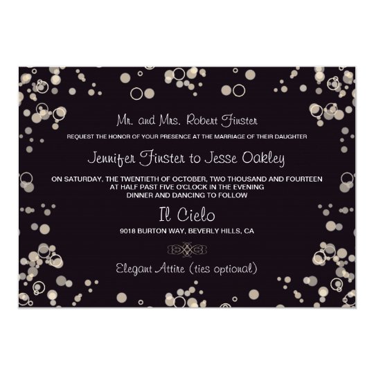 Champagne Bubbles - Black and Ivory Invitation