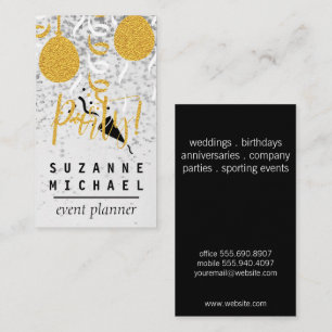 Champagne Bubbles Confetti Party Gold Party Business Card