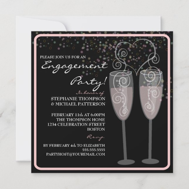 Champagne & Bubbles Engagement Party Invitation (Front)