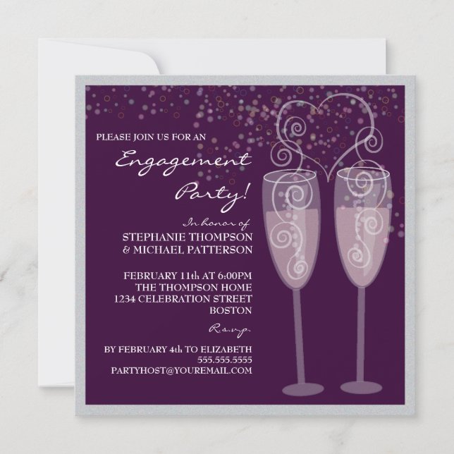 Champagne & Bubbles Engagement Party Invitation (Front)