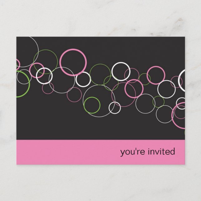Champagne Bubbles on Black Party Postcard (Front)