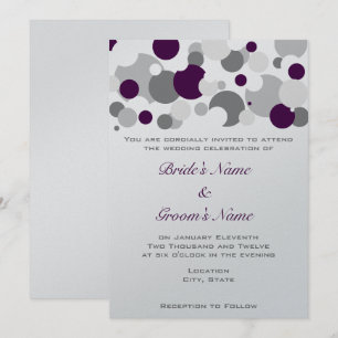 Champagne Bubbles Purple/Silver Invitation