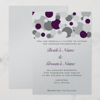Champagne Bubbles Purple/Silver Invitation