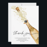 Champagne Bubbly Birthday Thank You Card<br><div class="desc">Our bubbly champagne thank you card features a modern design with a faux gold champagne bottle. Add your favourite photo to the back of the card and you're done. This card is the perfect way to express your appreciation to your loved ones who have helped make your engagement party all...</div>
