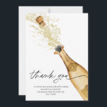Champagne Bubbly Birthday Thank You Card<br><div class="desc">Our bubbly champagne thank you card features a modern design with a faux gold champagne bottle. Add your favourite photo to the back of the card and you're done. This card is the perfect way to express your appreciation to your loved ones who have helped make your engagement party all...</div>