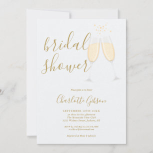 Champagne Bubbly Gold Bridal Shower Invitation