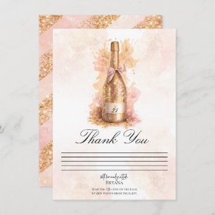 Champagne Bubbly & Gold Glitter Thank You Card