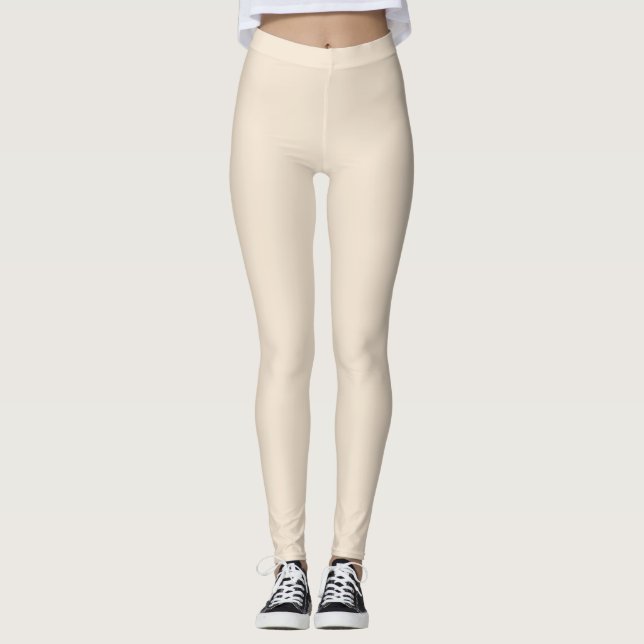 Champagne Buff Off-white Solid Colour SW 0045 Leggings (Front)