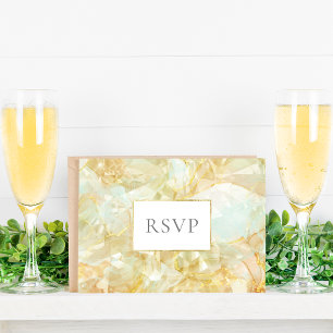 Champagne Burst Crystal Gemstone Wedding RSVP Invitation Postcard