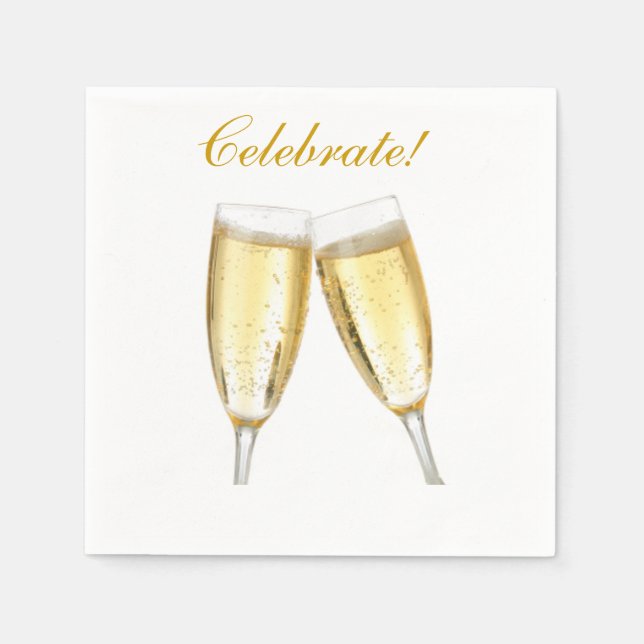 Champagne Celebrate Paper Napkins (Front)