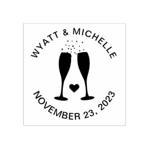 Champagne Celebration Wedding / Anniversary Custom Rubber Stamp