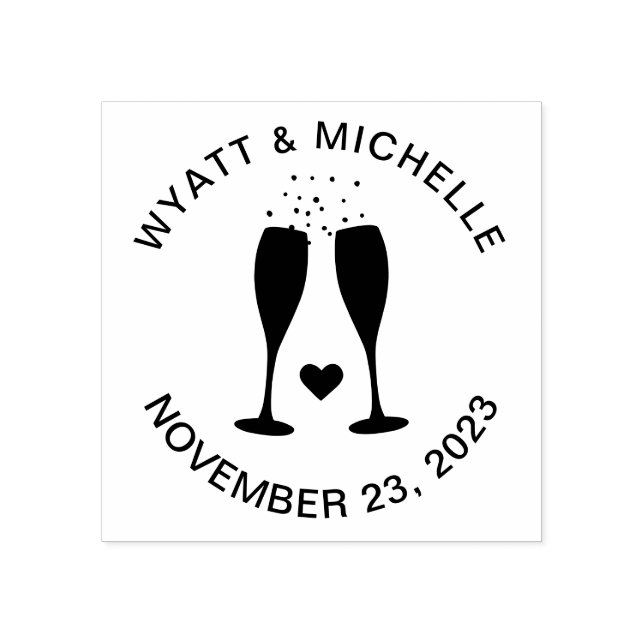 Champagne Celebration Wedding / Anniversary Custom Rubber Stamp (Imprint)