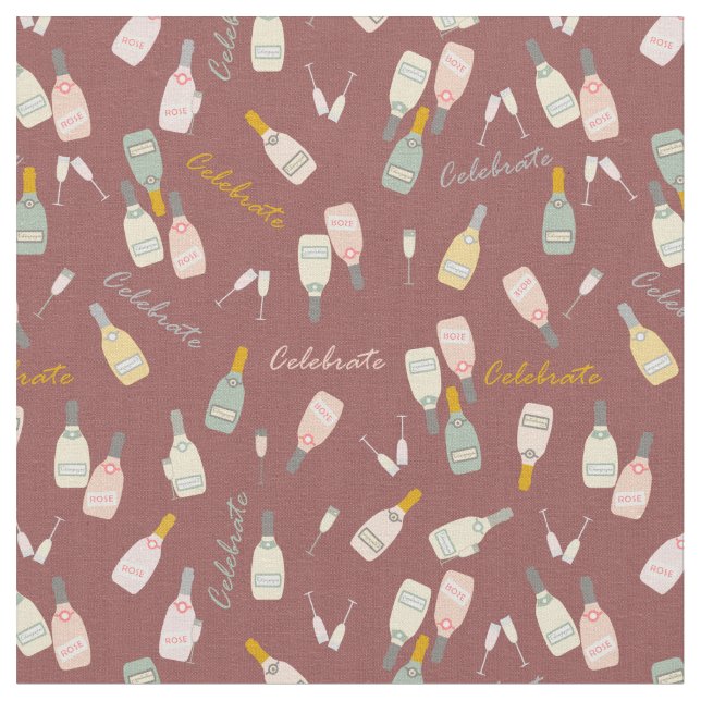 Champagne Celebrations on Maroon Fabric (Close Up)