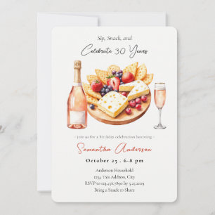 Champagne & Charcuterie 30th Birthday Sip, Snack Invitation