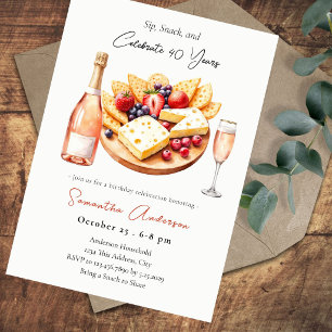 Champagne & Charcuterie 40th Birthday Sip, Snack Invitation