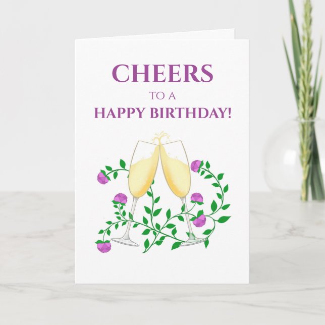 CHAMPAGNE CHEERS BIRTHDAY CARD (Front)