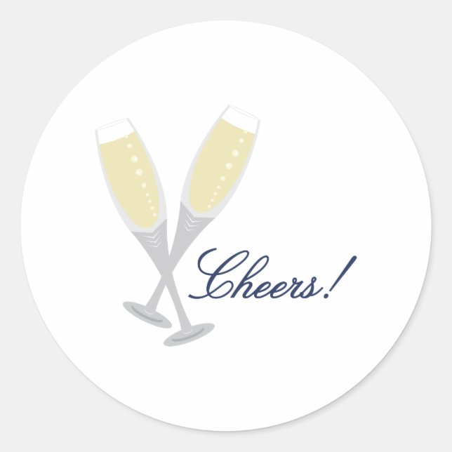 Champagne Cheers Classic Round Sticker (Front)